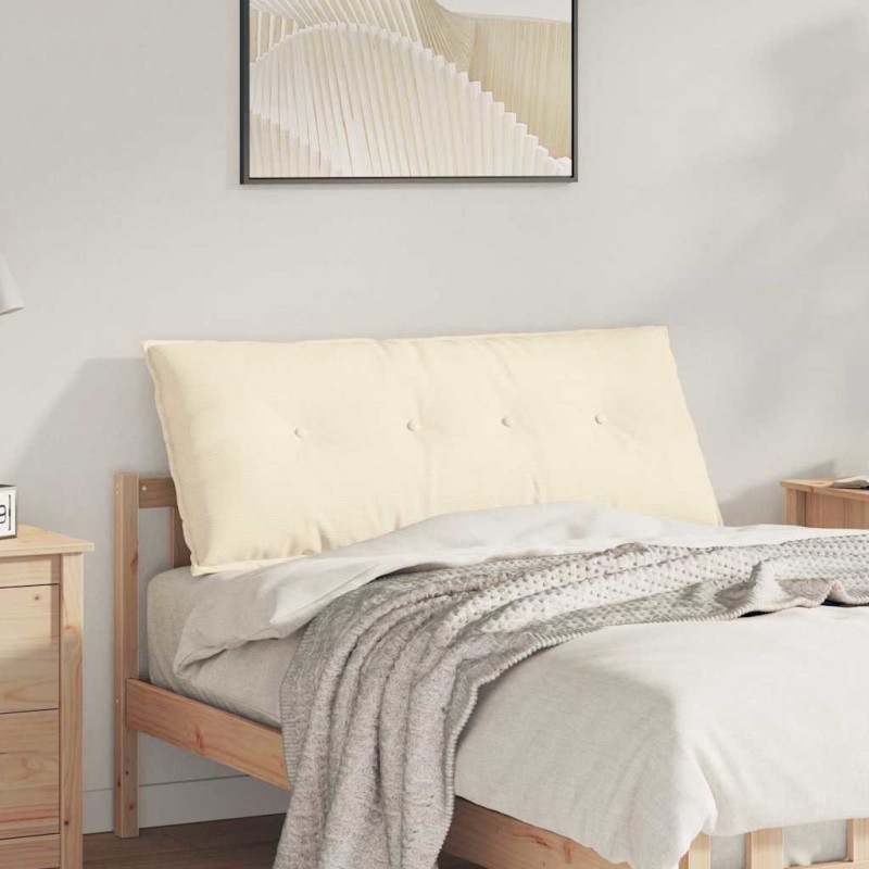 vidaXL Μαξιλάρι Πλάτης Κρεμ 120 x 50 cm Υφασμάτινο Κορντουρά