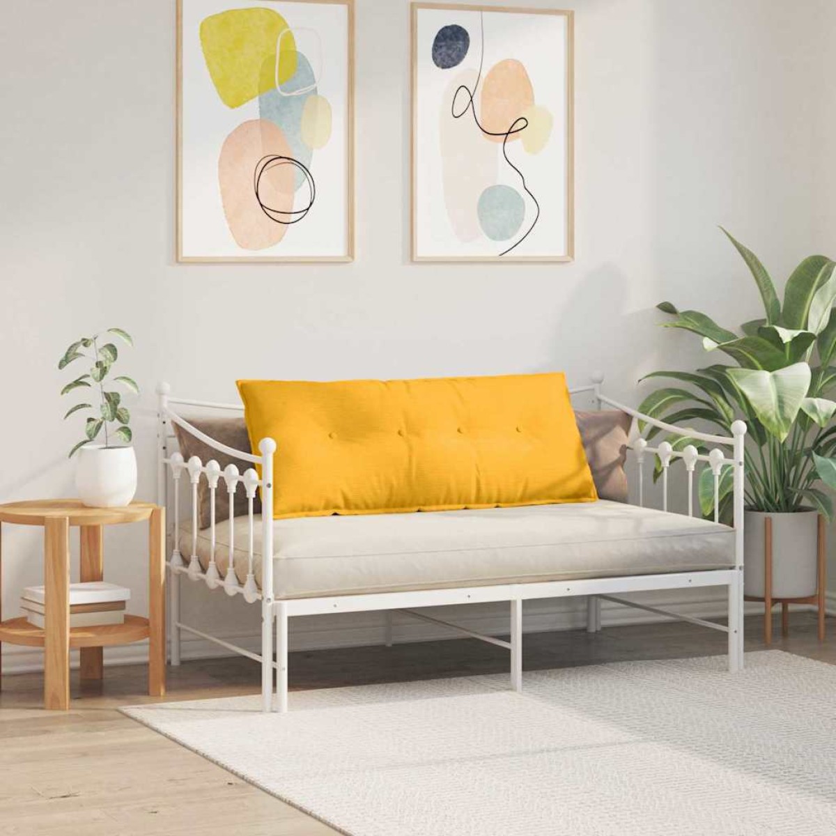 vidaXL Μαξιλάρι Πλάτης Απαλό Κίτρινο 120 x 50 cm Υφασμάτινο Κορντουρά