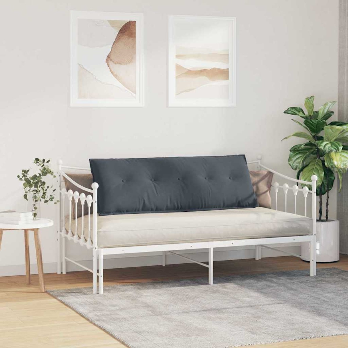 vidaXL Μαξιλάρι Πλάτης Σκούρο Γκρι 140 x 50 cm Υφασμάτινο Κορντουρά