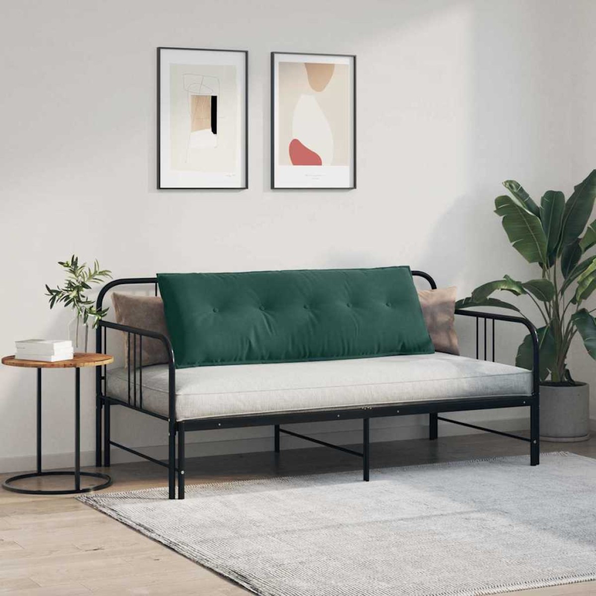 vidaXL Μαξιλάρι Πλάτης Σκούρο Πράσινο 140 x 50 cm Υφασμάτινο Κορντουρά