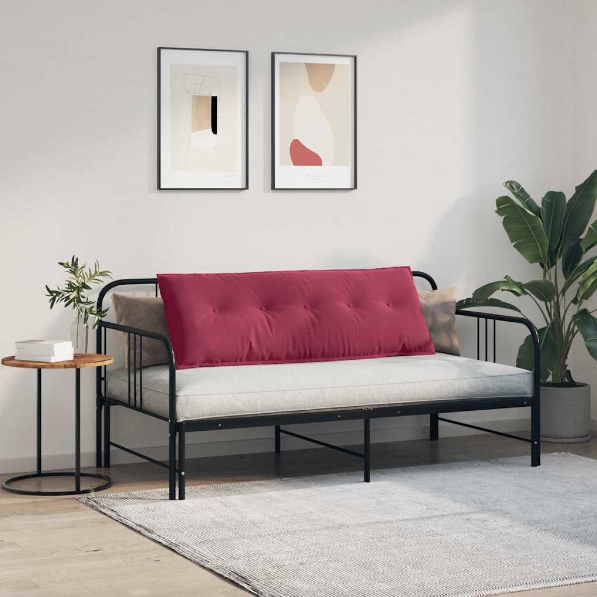 vidaXL Μαξιλάρι Πλάτης Κόκκινο 140 x 50 cm Υφασμάτινο Κορντουρά
