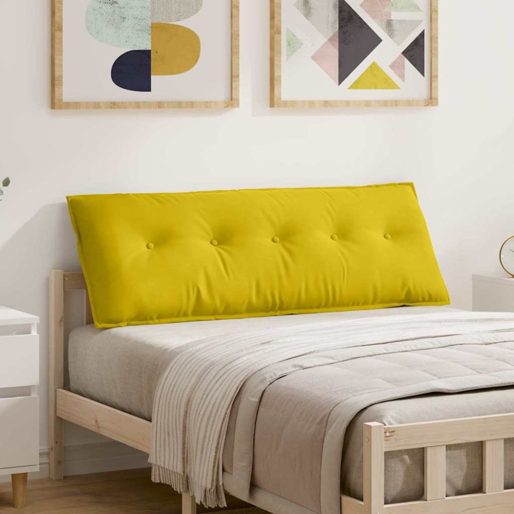 vidaXL Μαξιλάρι Πλάτης Κίτρινο 140 x 50 cm Υφασμάτινο Κορντουρά