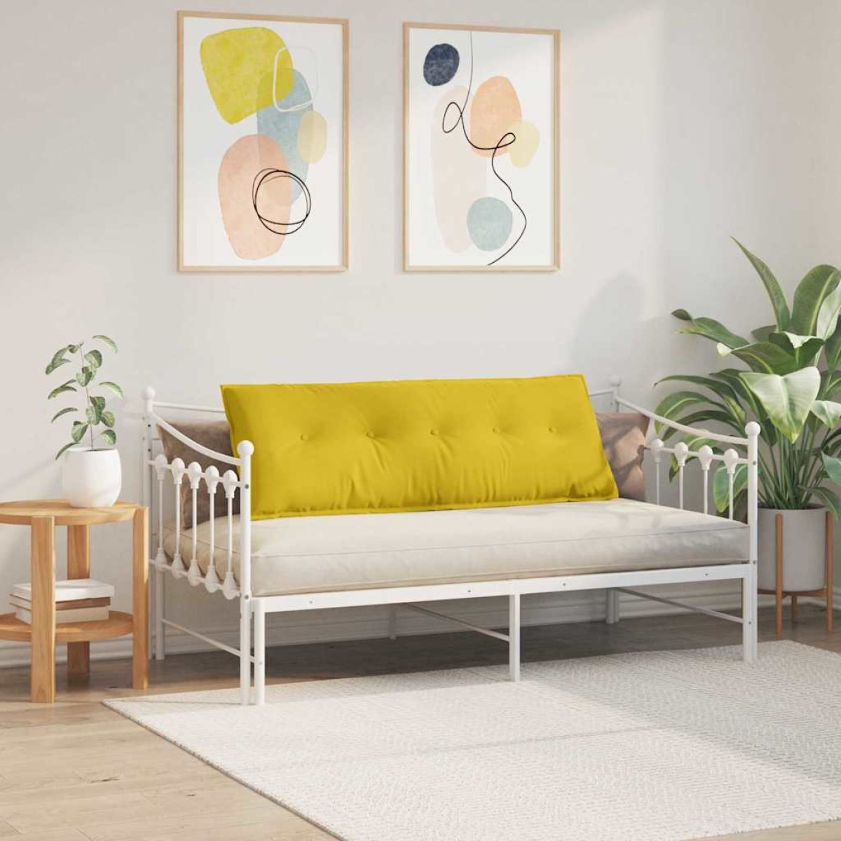 vidaXL Μαξιλάρι Πλάτης Κίτρινο 140 x 50 cm Υφασμάτινο Κορντουρά