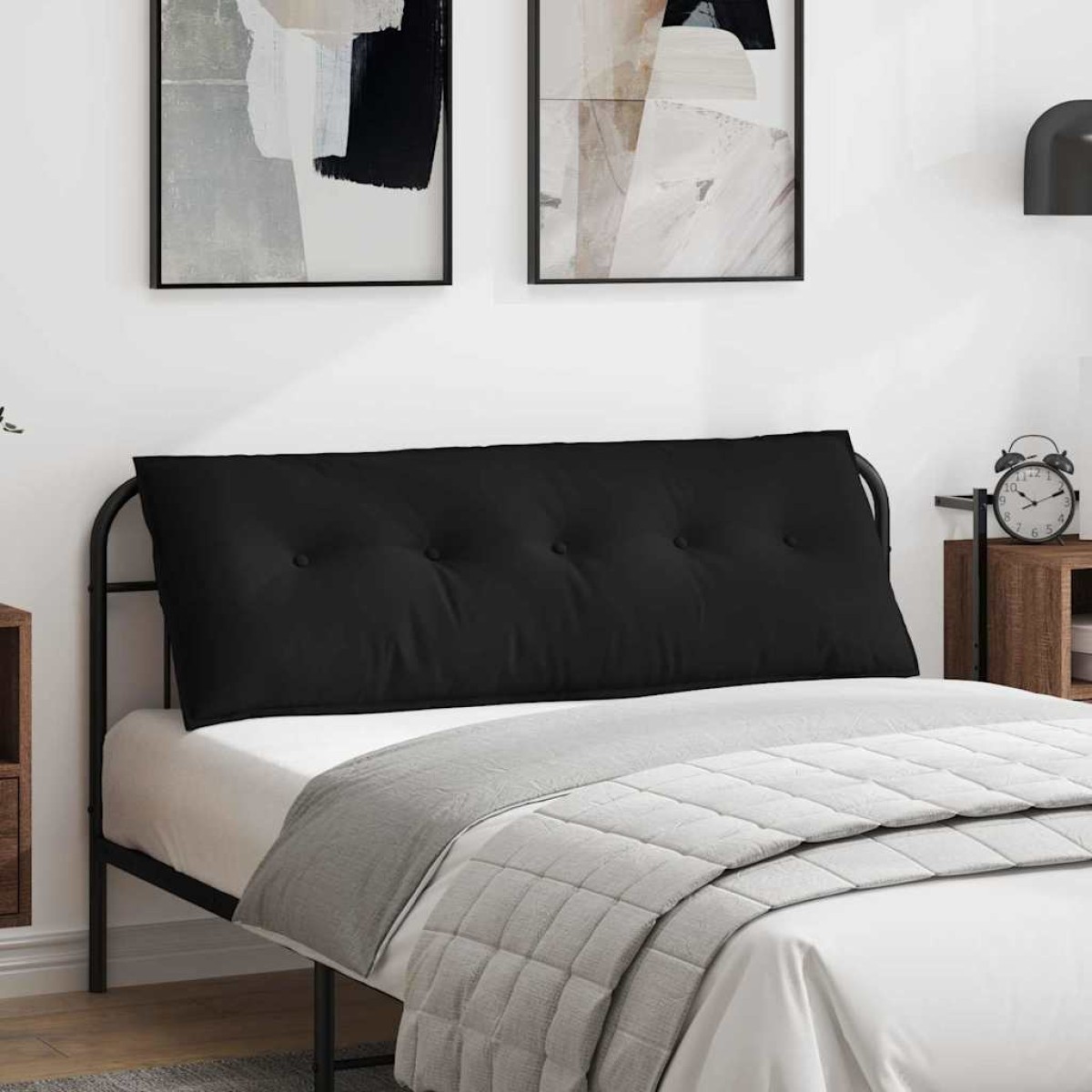 vidaXL Μαξιλάρι Πλάτης Μαύρο 140 x 50 cm Ύφασμα Μικροΐνας