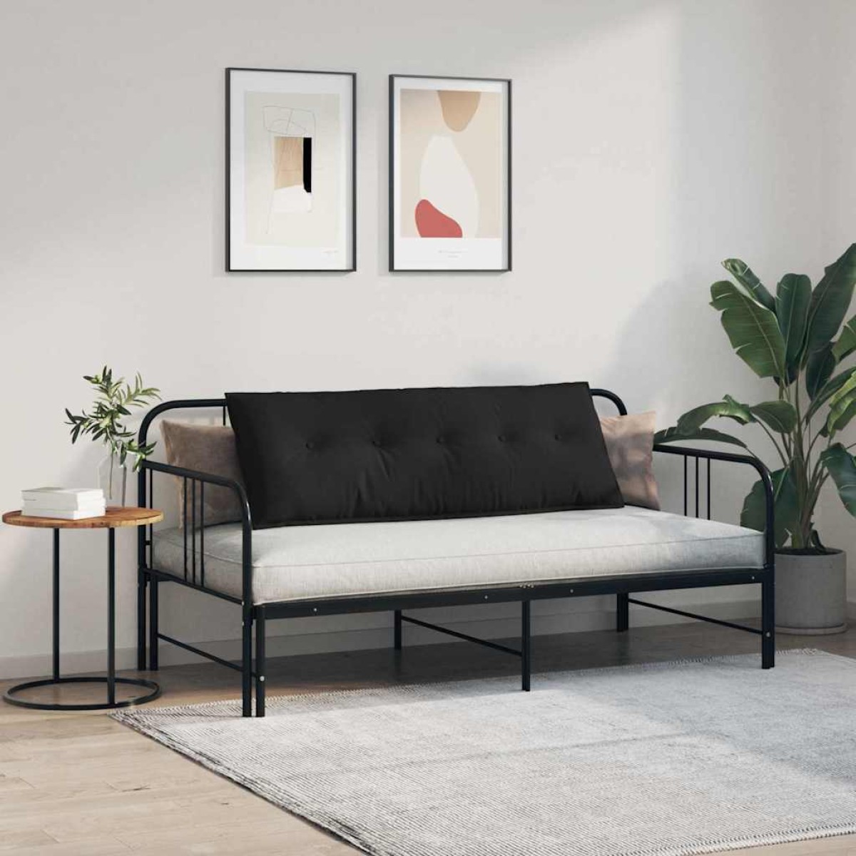vidaXL Μαξιλάρι Πλάτης Μαύρο 140 x 50 cm Ύφασμα Μικροΐνας