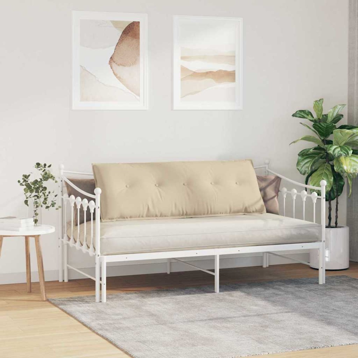 vidaXL Μαξιλάρι Πλάτης Κρεμ 140 x 50 cm Ύφασμα Μικροΐνας