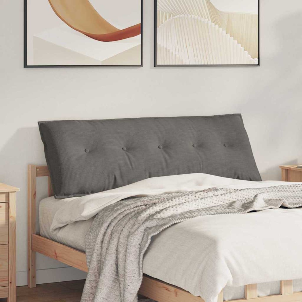 vidaXL Μαξιλάρι Πλάτης Ανοιχτό γκρι 140 x 50 cm Υφασμάτινο Κορντουρά