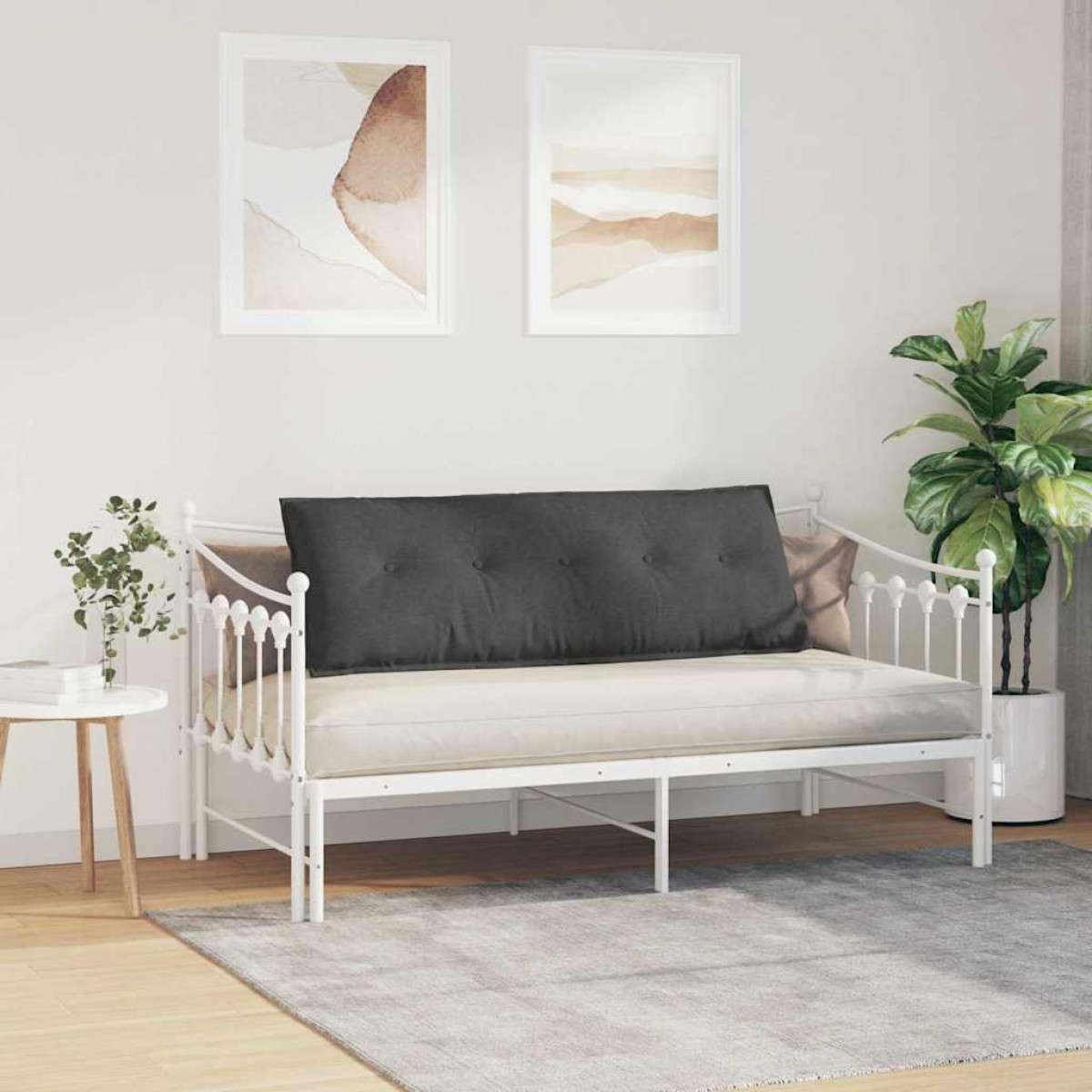 vidaXL Μαξιλάρι Πλάτης Σκούρο Γκρι 140 x 50 cm Υφασμάτινο Κορντουρά