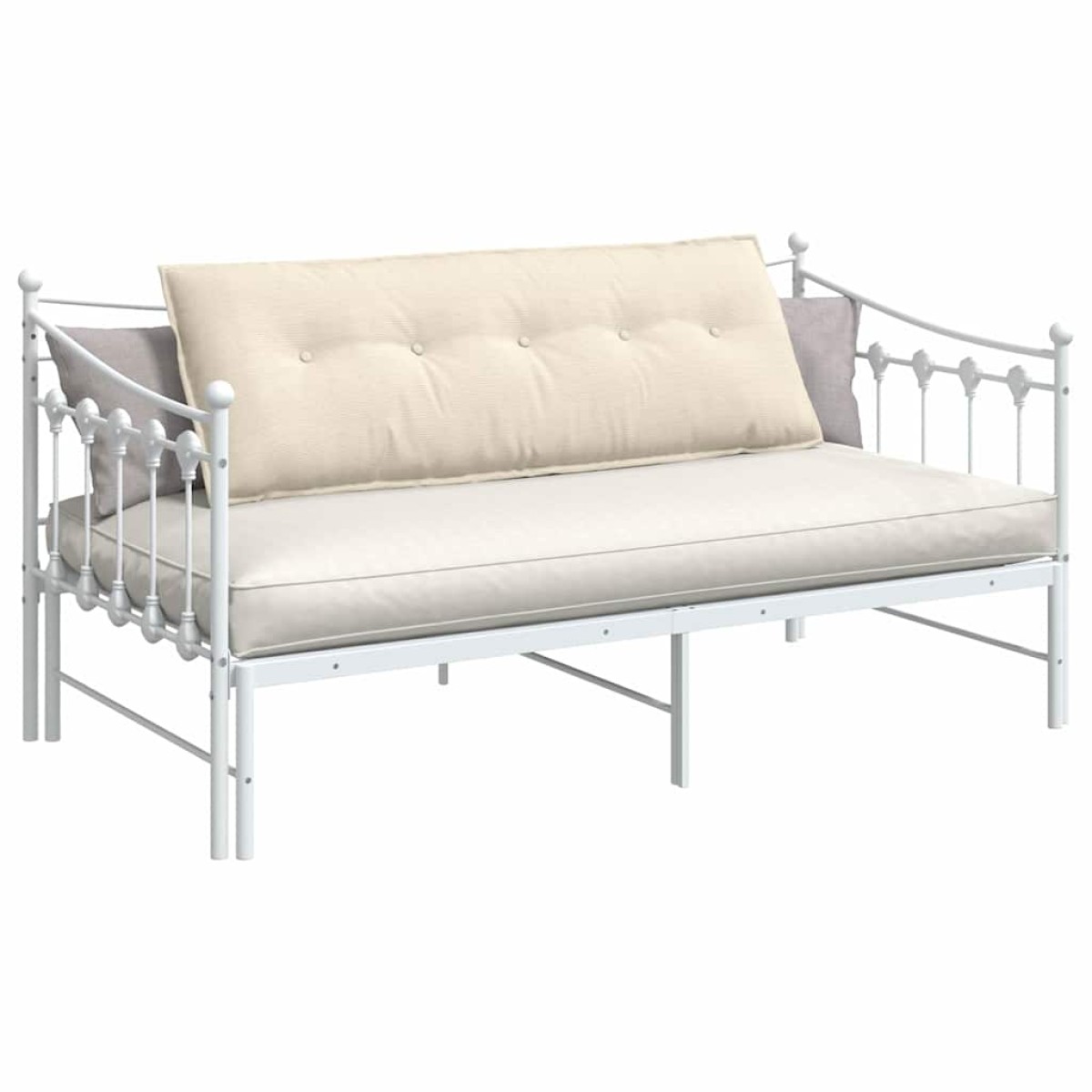 vidaXL Μαξιλάρι Πλάτης Κρεμ 140 x 50 cm Υφασμάτινο Κορντουρά