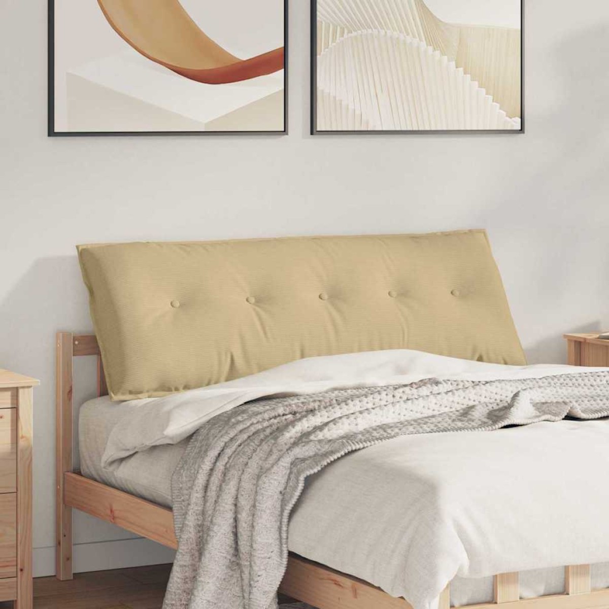 vidaXL Μαξιλάρι Πλάτης Γκρι Πράσινο 140 x 50 cm Υφασμάτινο Κορντουρά