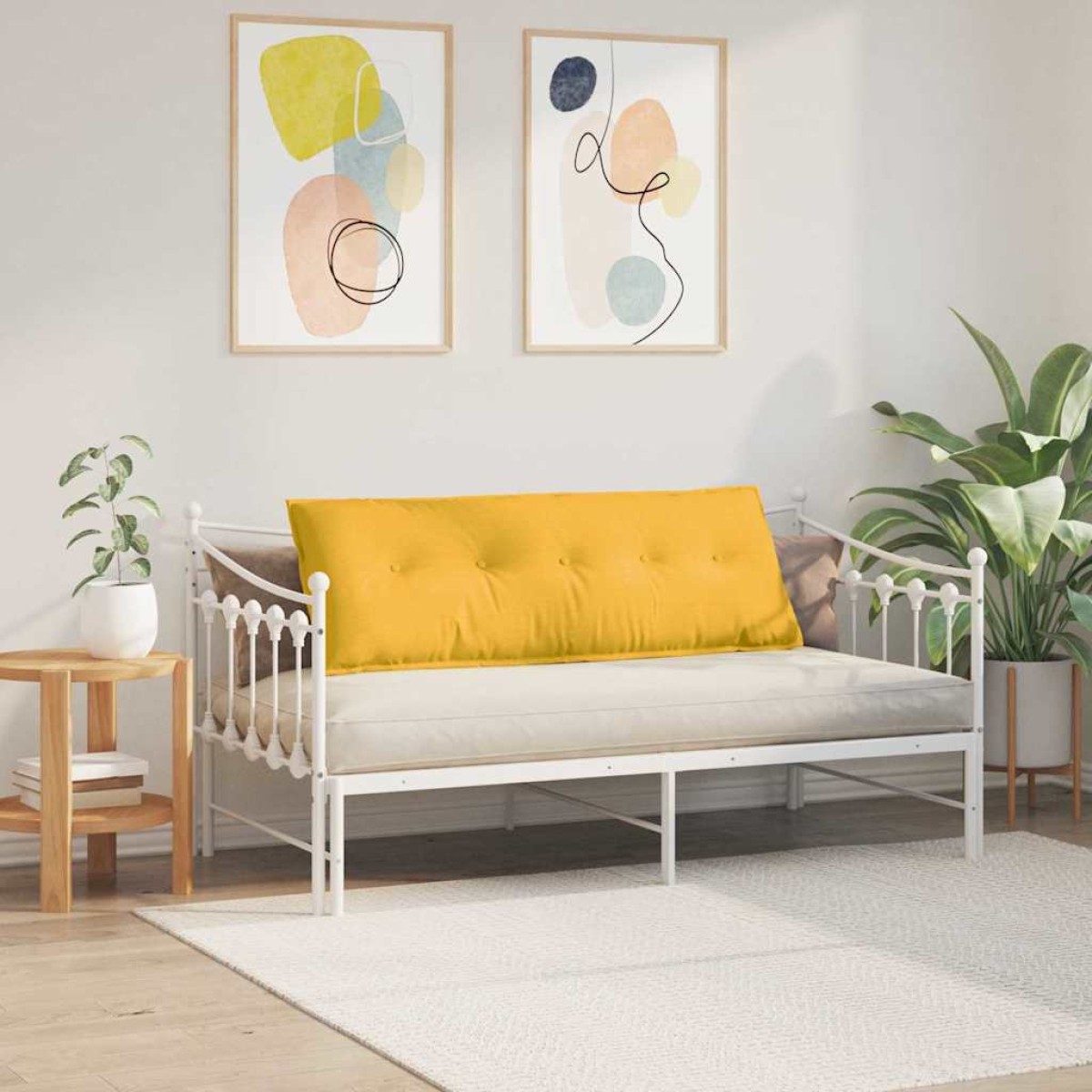 vidaXL Μαξιλάρι Πλάτης Απαλό Κίτρινο 140 x 50 cm Υφασμάτινο Κορντουρά