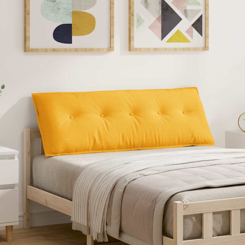 vidaXL Μαξιλάρι Πλάτης Απαλό Κίτρινο 140 x 50 cm Υφασμάτινο Κορντουρά