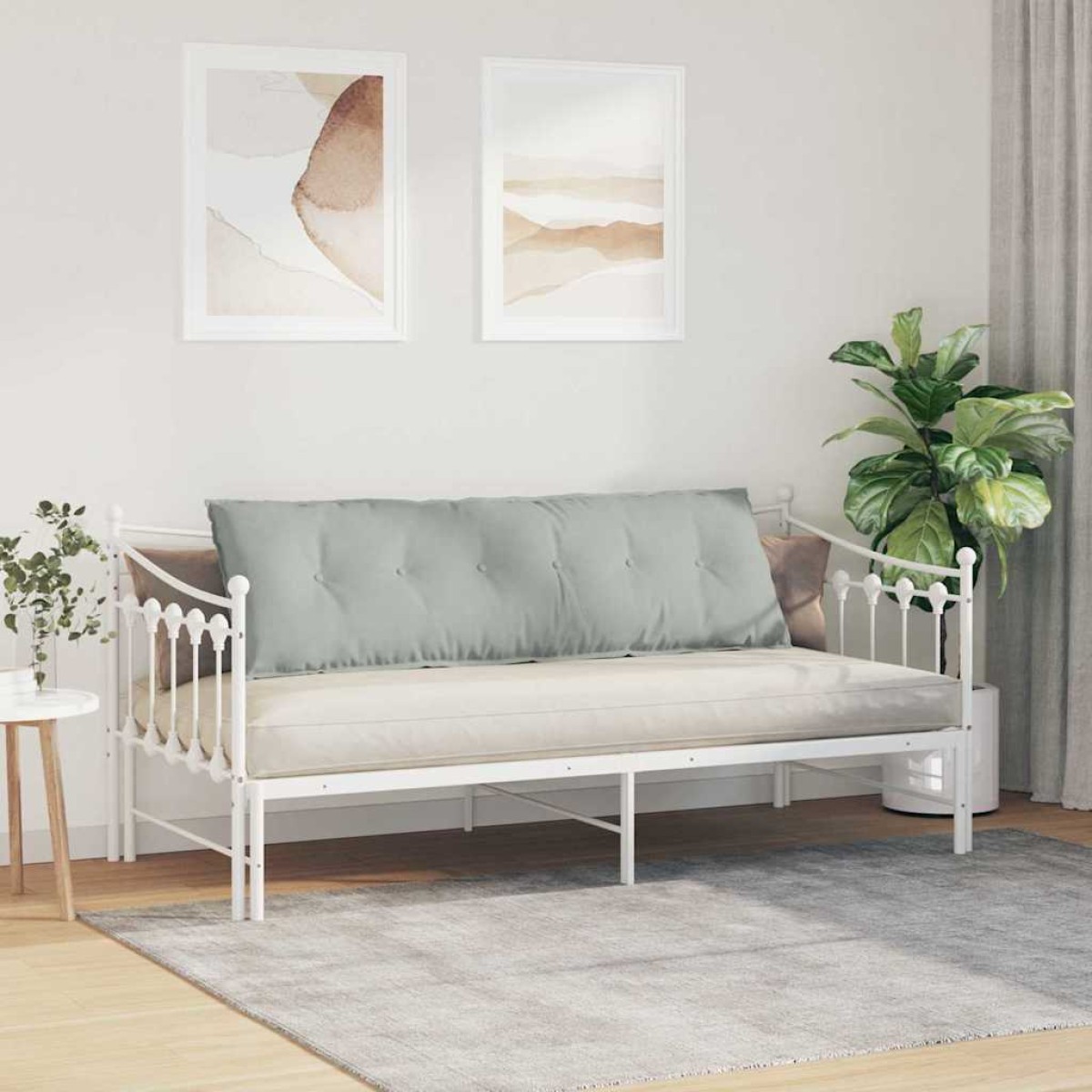 vidaXL Μαξιλάρι Πλάτης Ανοιχτό γκρι 160 x 50 cm Υφασμάτινο Κορντουρά