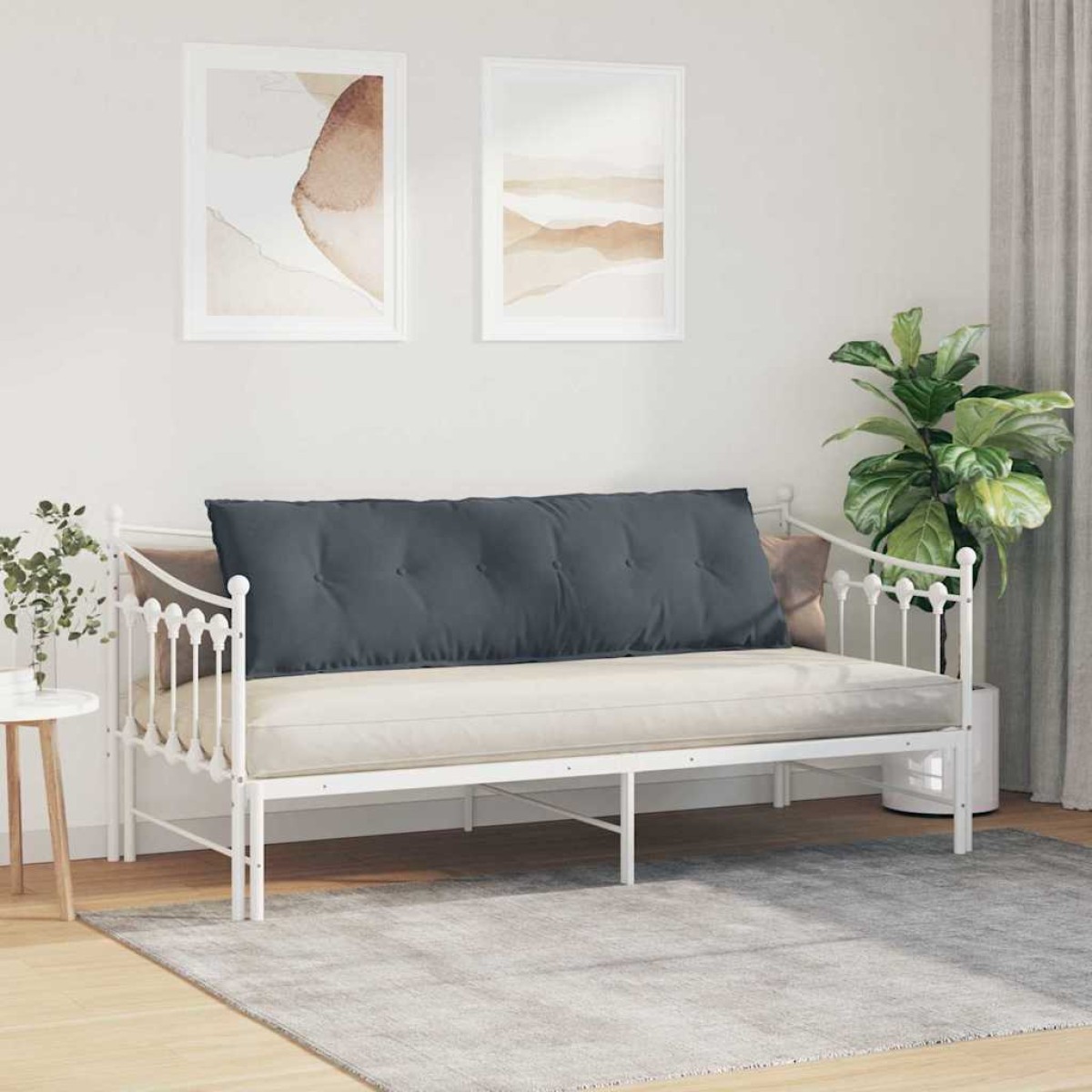 vidaXL Μαξιλάρι Πλάτης Σκούρο Γκρι 160 x 50 cm Υφασμάτινο Κορντουρά