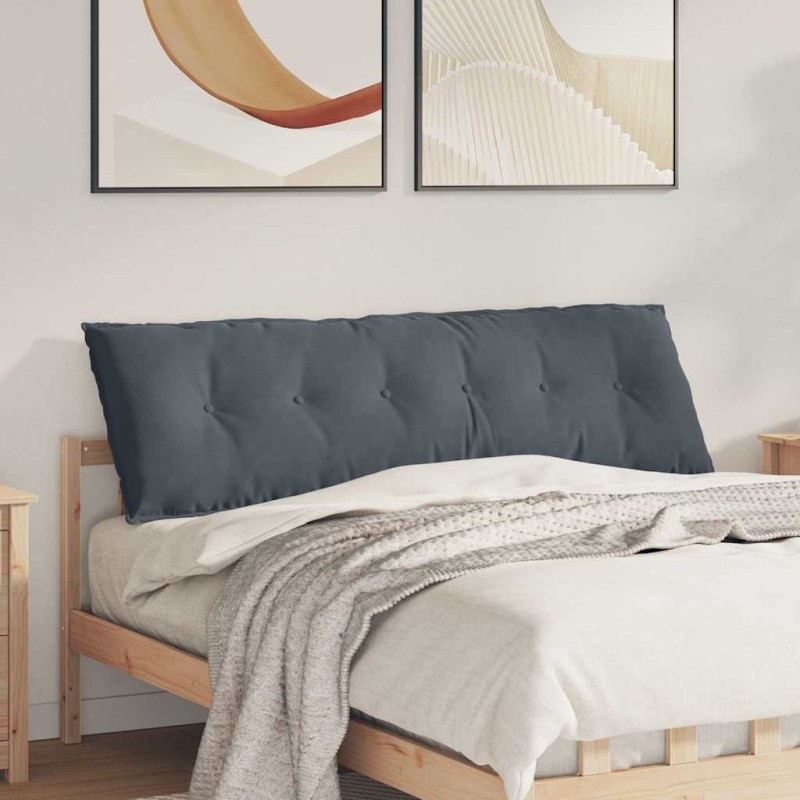 vidaXL Μαξιλάρι Πλάτης Σκούρο Γκρι 160 x 50 cm Υφασμάτινο Κορντουρά