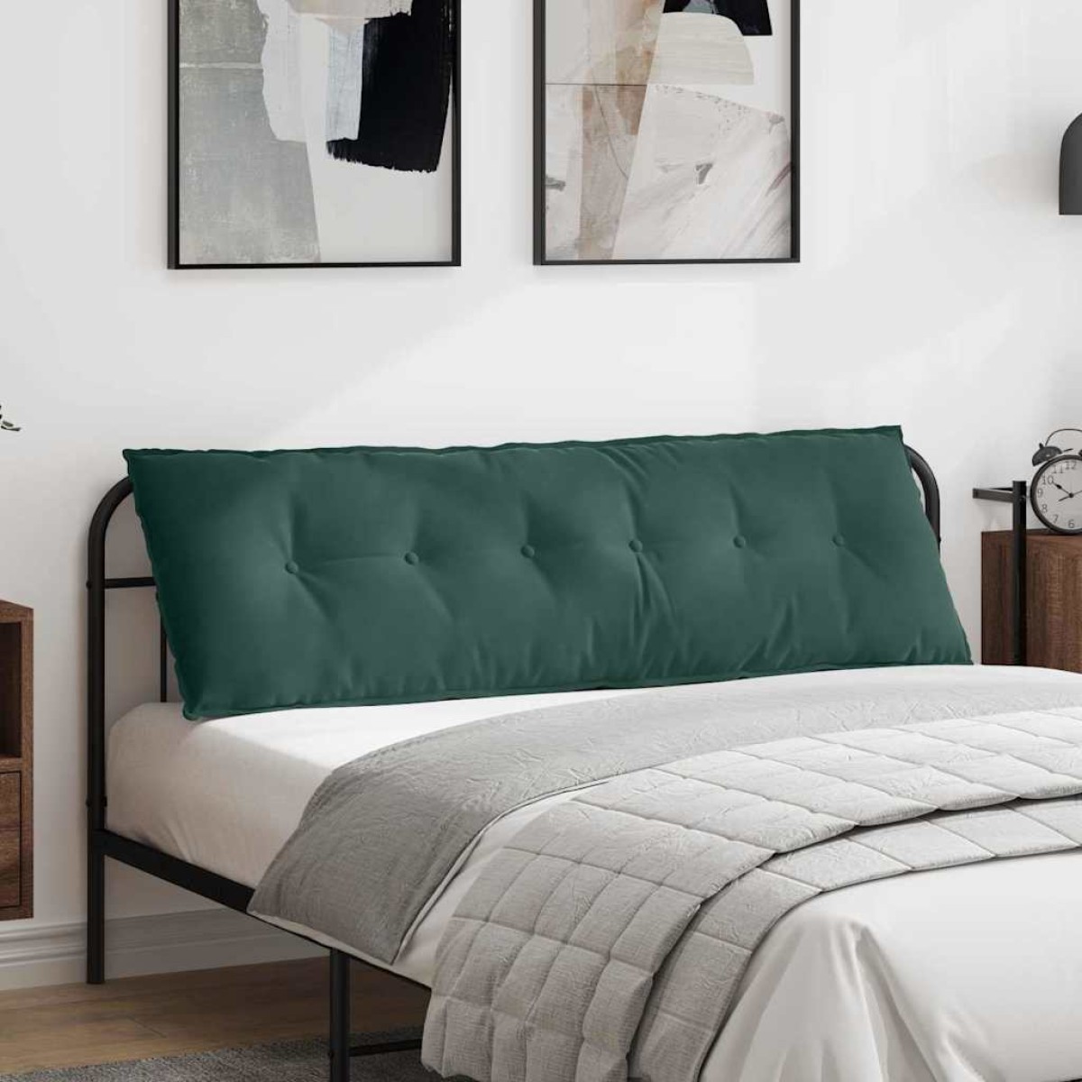 vidaXL Μαξιλάρι Πλάτης Σκούρο Πράσινο 160 x 50 cm Υφασμάτινο Κορντουρά