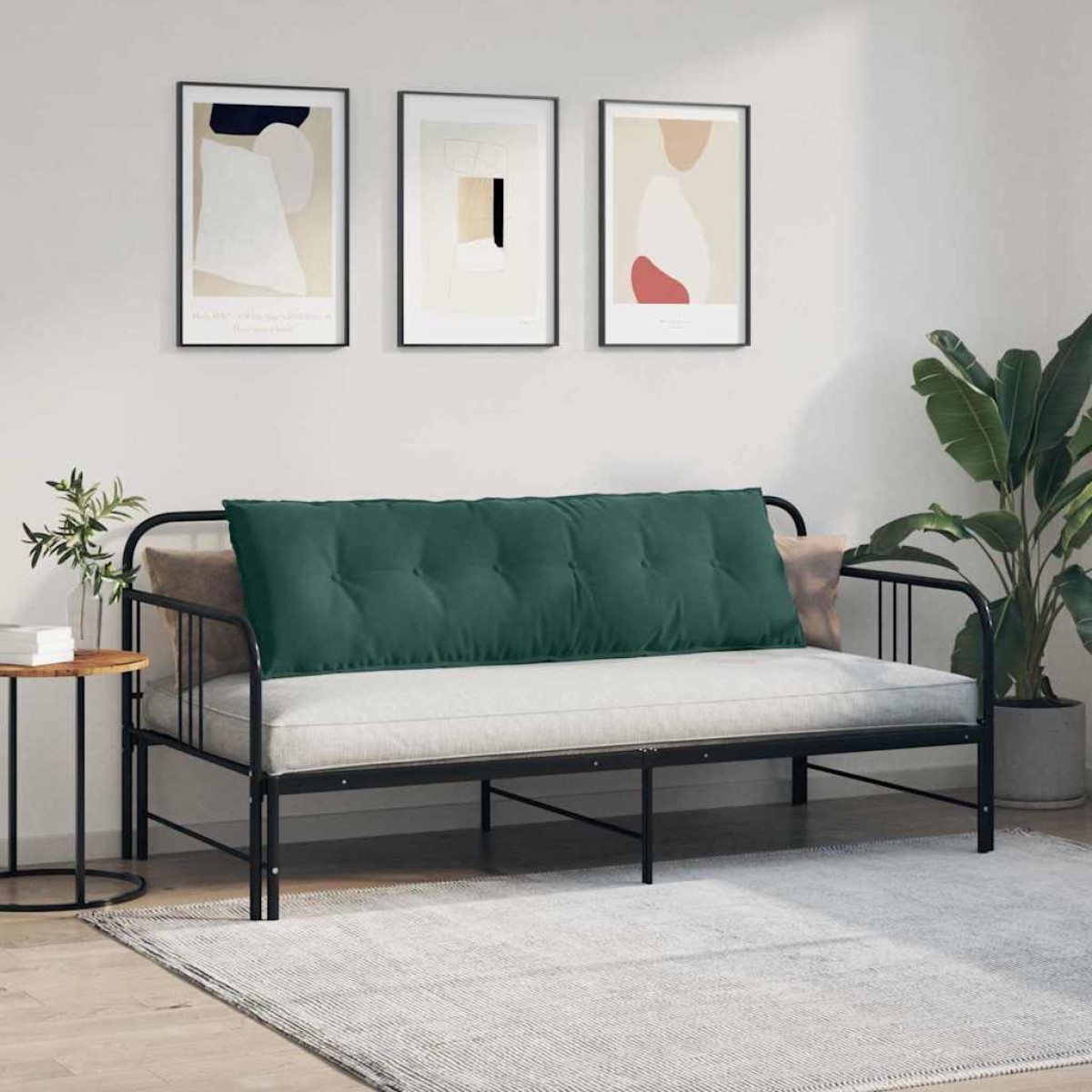 vidaXL Μαξιλάρι Πλάτης Σκούρο Πράσινο 160 x 50 cm Υφασμάτινο Κορντουρά