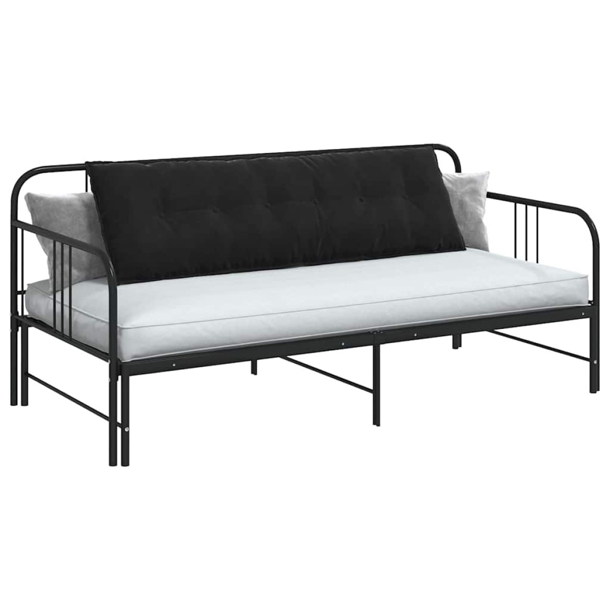 vidaXL Μαξιλάρι Πλάτης Μαύρο 160 x 50 cm Υφασμάτινο Κορντουρά