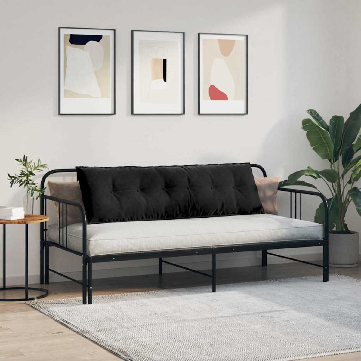 vidaXL Μαξιλάρι Πλάτης Μαύρο 160 x 50 cm Υφασμάτινο Κορντουρά