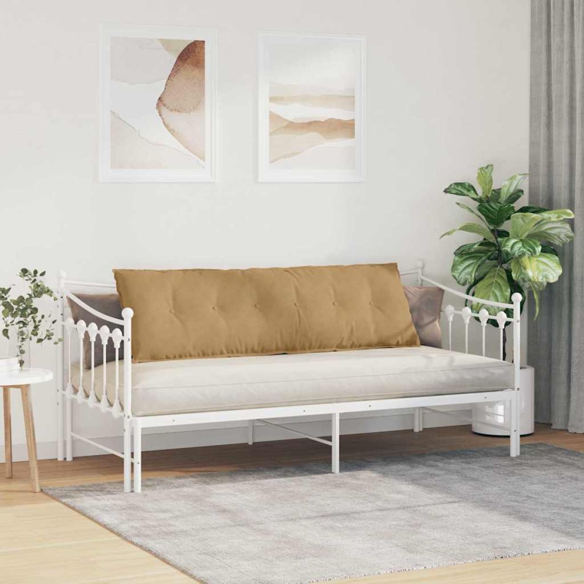 vidaXL Μαξιλάρι Πλάτης Καφέ 160 x 50 cm Υφασμάτινο Κορντουρά