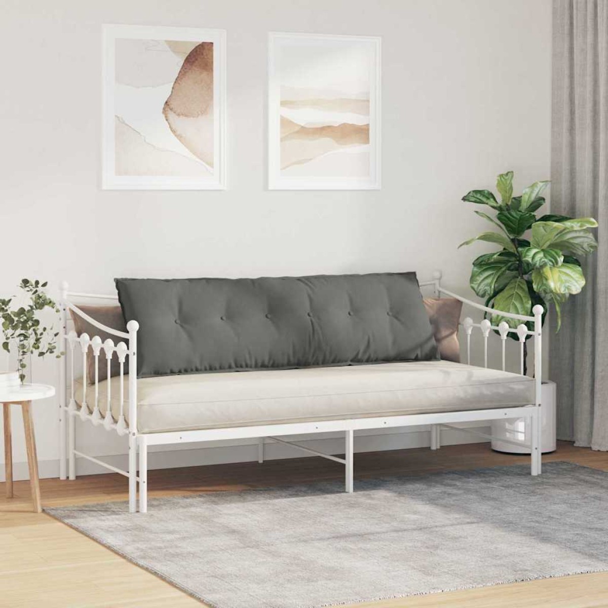vidaXL Μαξιλάρι Πλάτης Σκούρο Γκρι 160 x 50 cm Ύφασμα Μικροΐνας