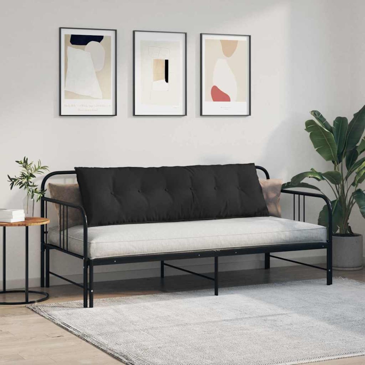 vidaXL Μαξιλάρι Πλάτης Μαύρο 160 x 50 cm Ύφασμα Μικροΐνας