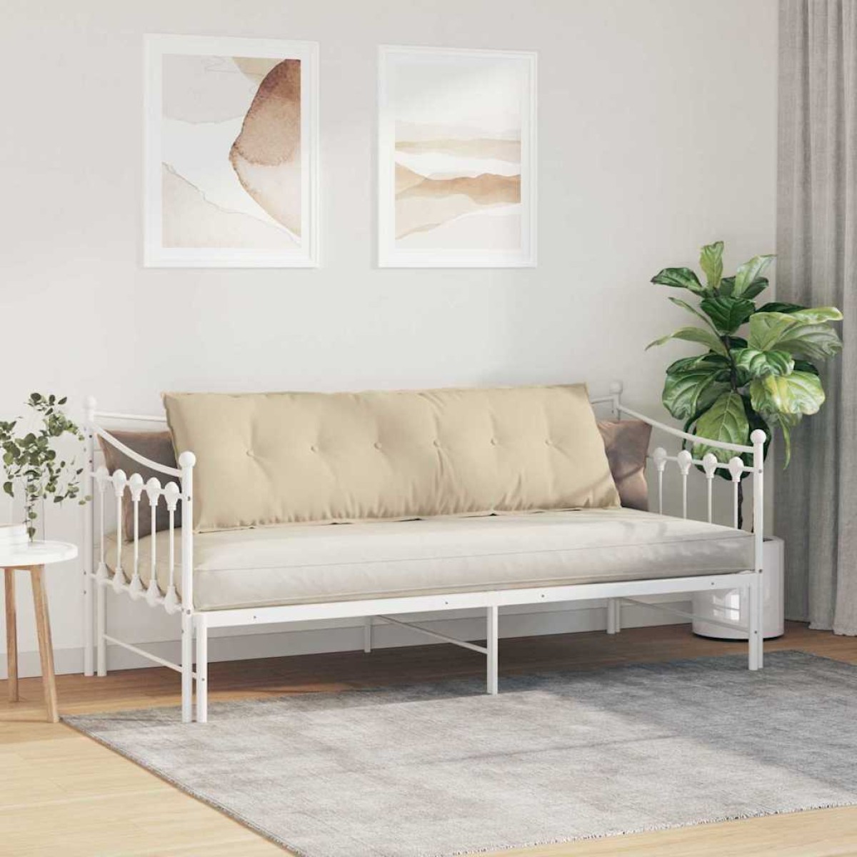 vidaXL Μαξιλάρι Πλάτης Κρεμ 160 x 50 cm Ύφασμα Μικροΐνας