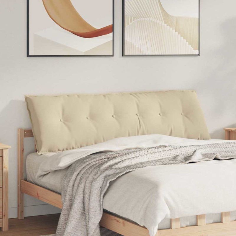 vidaXL Μαξιλάρι Πλάτης Κρεμ 160 x 50 cm Ύφασμα Μικροΐνας