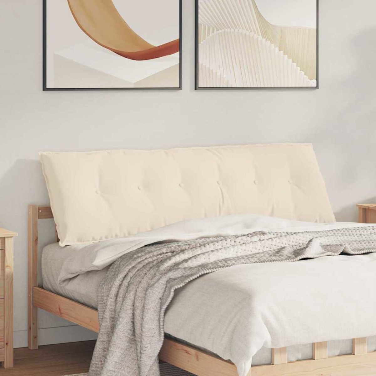 vidaXL Μαξιλάρι Πλάτης Μπεζ 160 x 50 cm Ύφασμα Μικροΐνας