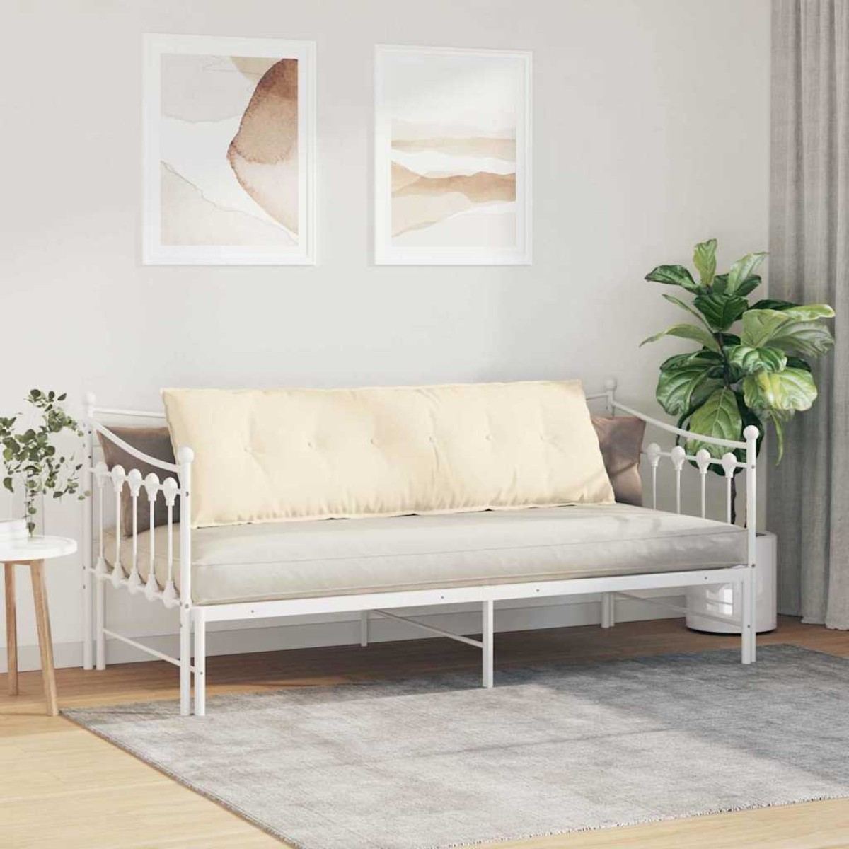 vidaXL Μαξιλάρι Πλάτης Κρεμ 160 x 50 cm Υφασμάτινο Κορντουρά