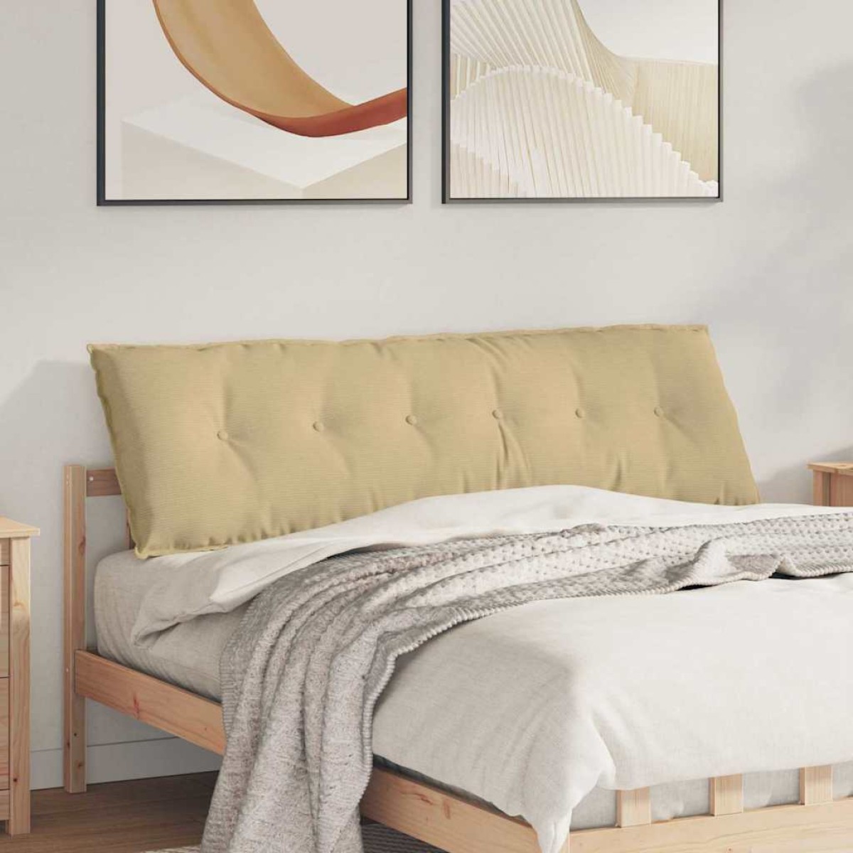 vidaXL Μαξιλάρι Πλάτης Γκρι Πράσινο 160 x 50 cm Υφασμάτινο Κορντουρά