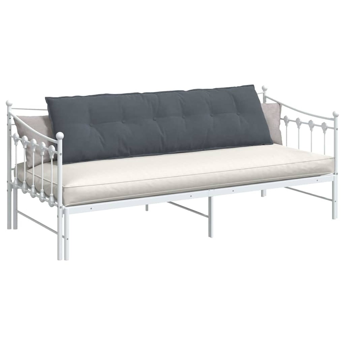 vidaXL Μαξιλάρι Πλάτης Σκούρο Γκρι 180 x 50 εκ. Υφασμάτινο Κορντουρά