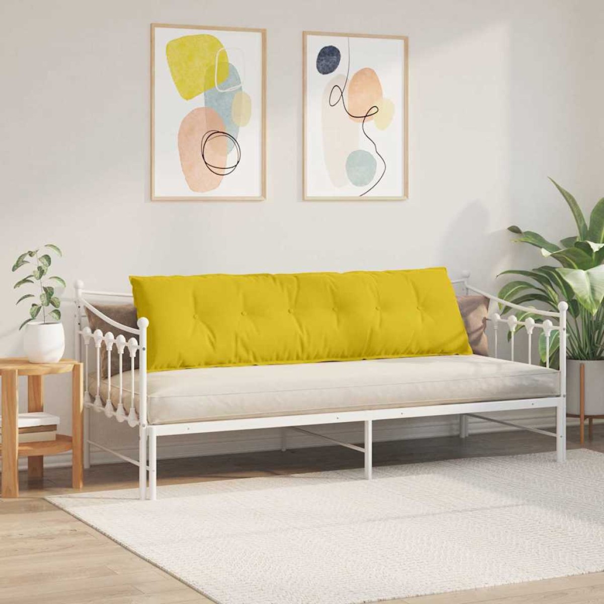 vidaXL Μαξιλάρι Πλάτης Κίτρινο 180 x 50 εκ. Υφασμάτινο Κορντουρά
