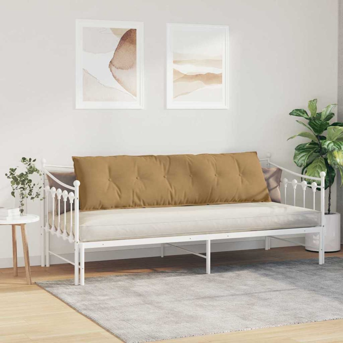vidaXL Μαξιλάρι Πλάτης Καφέ 180 x 50 εκ. Υφασμάτινο Κορντουρά
