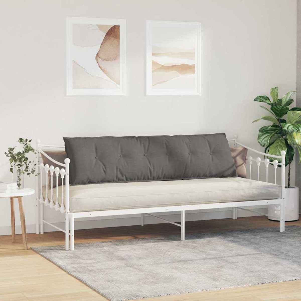 vidaXL Μαξιλάρι Πλάτης Ανοιχτό γκρι 180 x 50 εκ. Υφασμάτινο Κορντουρά