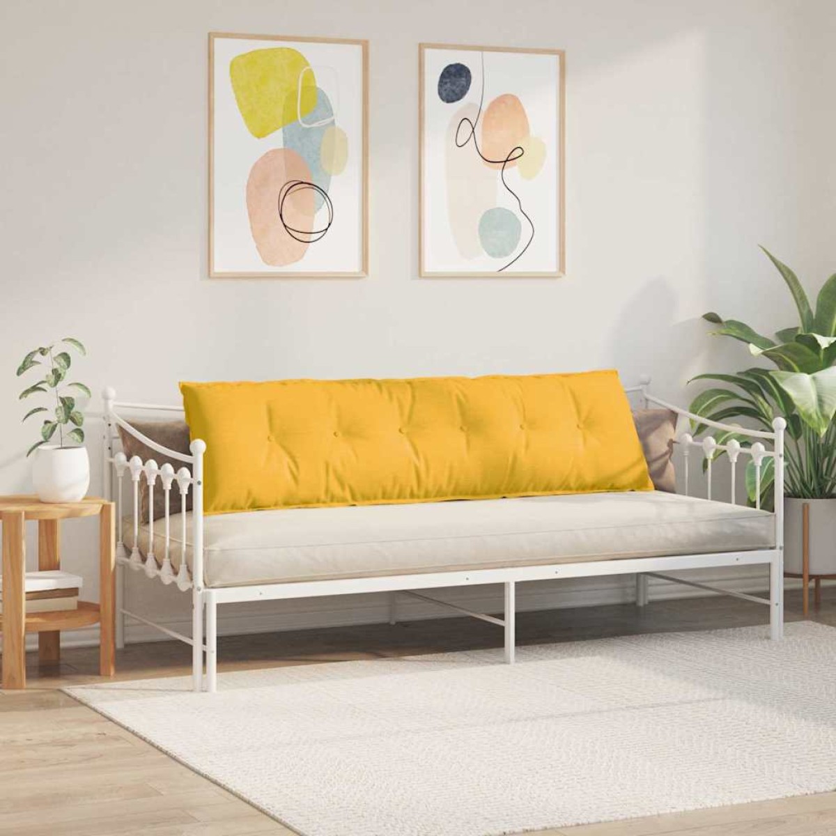 vidaXL Μαξιλάρι Πλάτης Απαλό Κίτρινο 180 x 50 εκ. Υφασμάτινο Κορντουρά