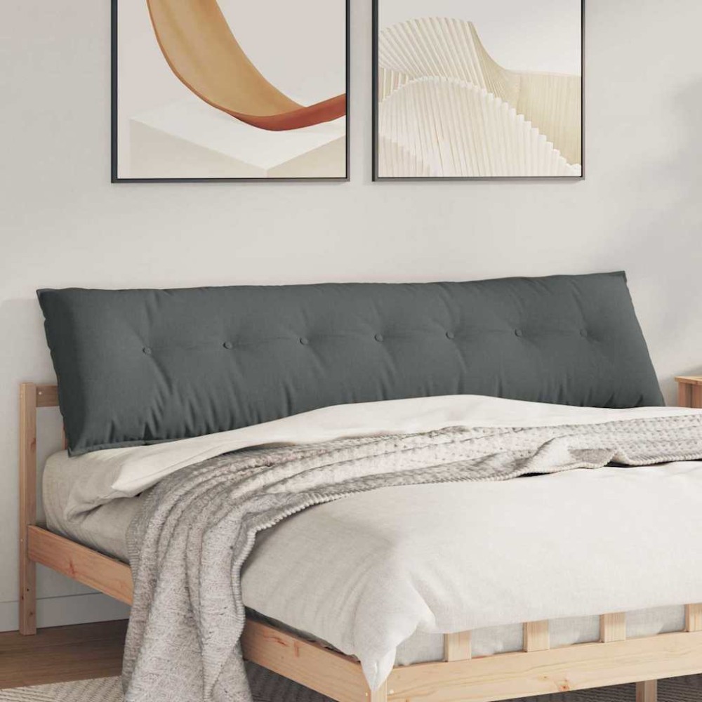 vidaXL Μαξιλάρι Πλάτης Σκούρο Γκρι 200 x 19 x 50 εκ ύφασμα