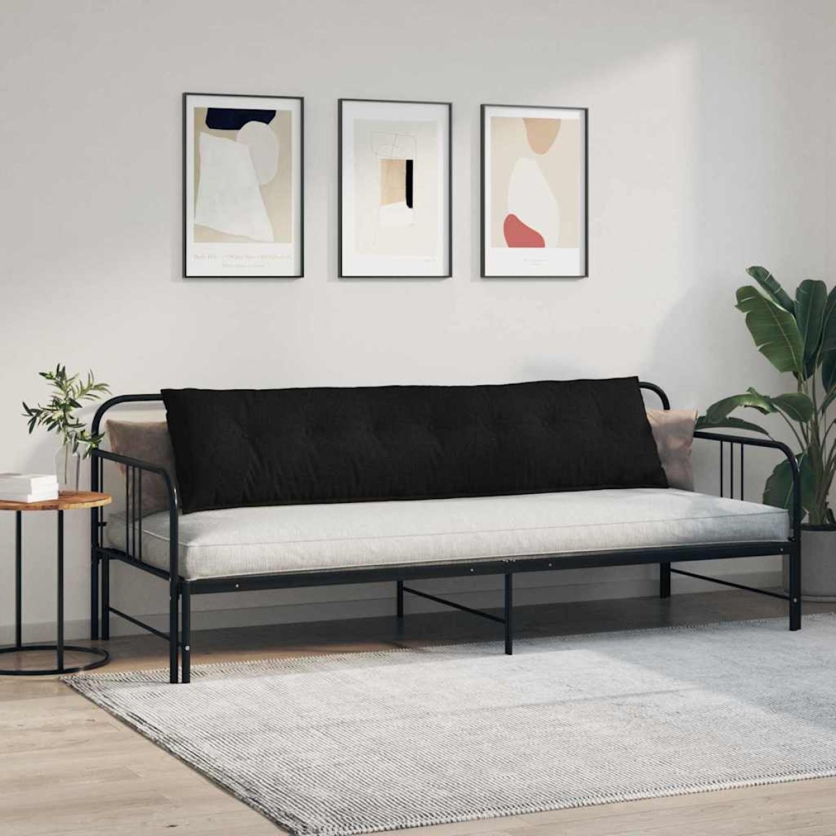 vidaXL Μαξιλάρι Πλάτης Μαύρο 200 x 19 x 50 εκ ύφασμα