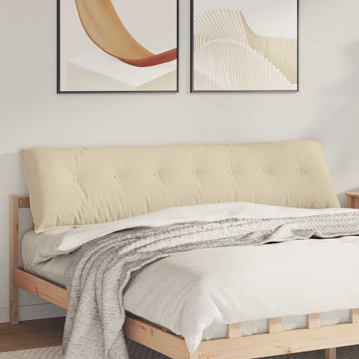 vidaXL Μαξιλάρι Πλάτης Κρεμ 200 x 19 x 50 εκ ύφασμα