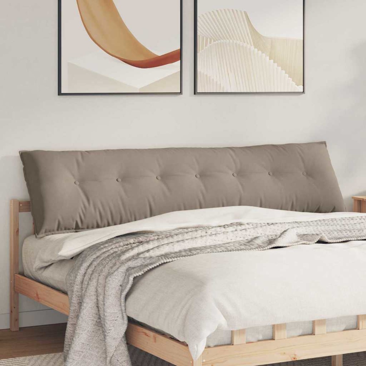 vidaXL Μαξιλάρι Πλάτης Taupe 200 x 50 εκ. Ύφασμα Μικροΐνας