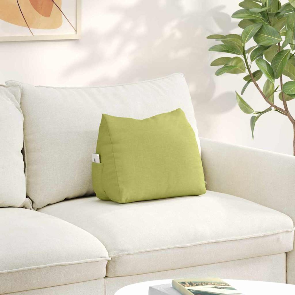 vidaXL Μαξιλάρι Πλάτης Ανοιχτό Πράσινο 45 x 20 x 35 εκ. ύφασμα