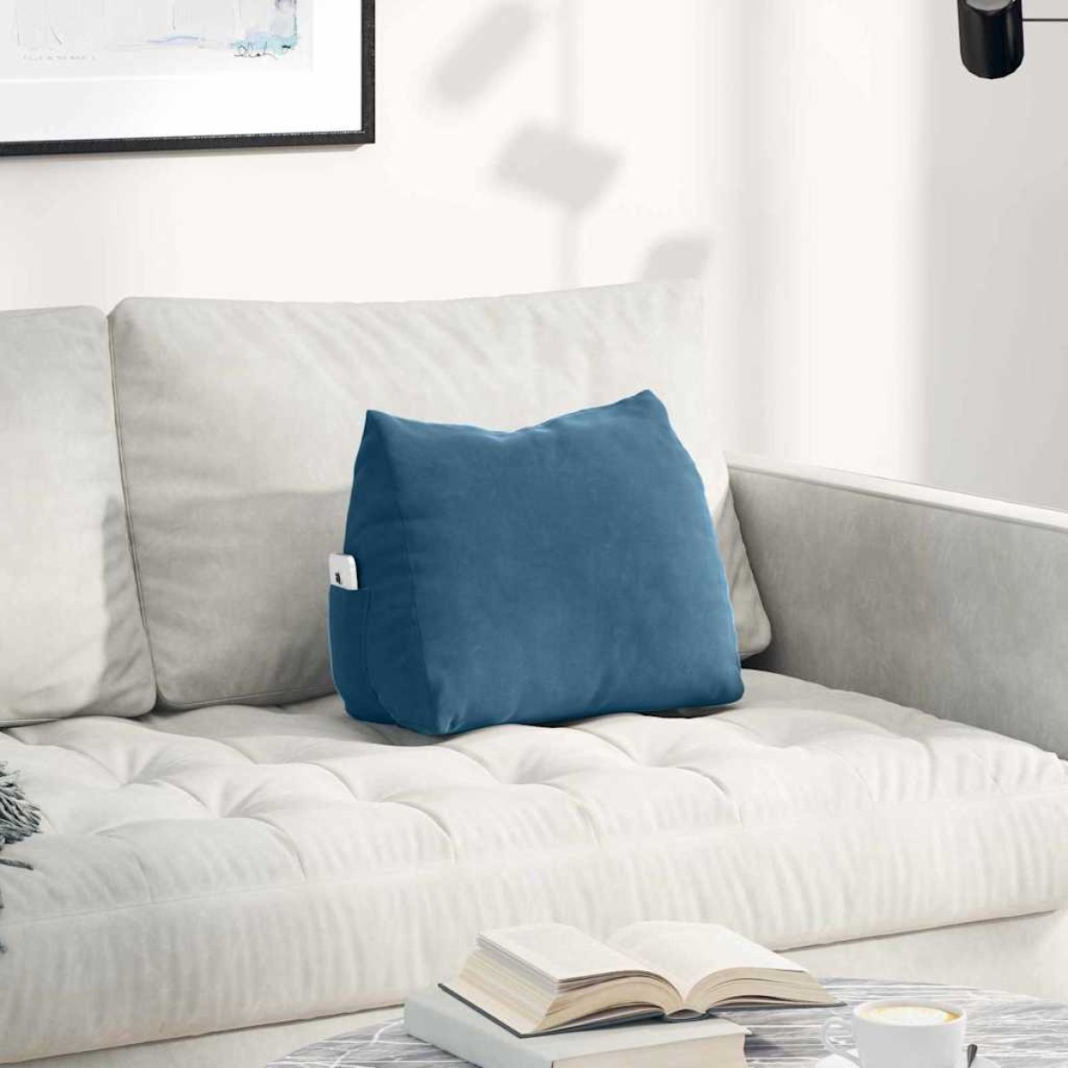 vidaXL Μαξιλάρι Πλάτης Μπλε 45 x 20 x 35 εκ. Υφασμάτινο Κορντουρά