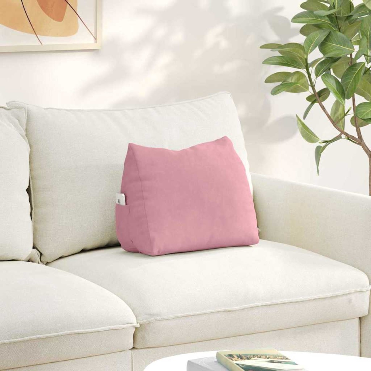 vidaXL Μαξιλάρι Πλάτης Ροζ 45 x 20 x 35 εκ. Υφασμάτινο Κορντουρά