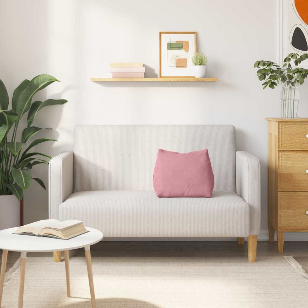 vidaXL Μαξιλάρι Πλάτης Ροζ 45 x 20 x 35 εκ. Υφασμάτινο Κορντουρά