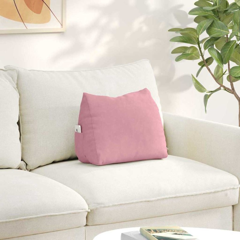 vidaXL Μαξιλάρι Πλάτης Ροζ 45 x 20 x 35 εκ. Υφασμάτινο Κορντουρά