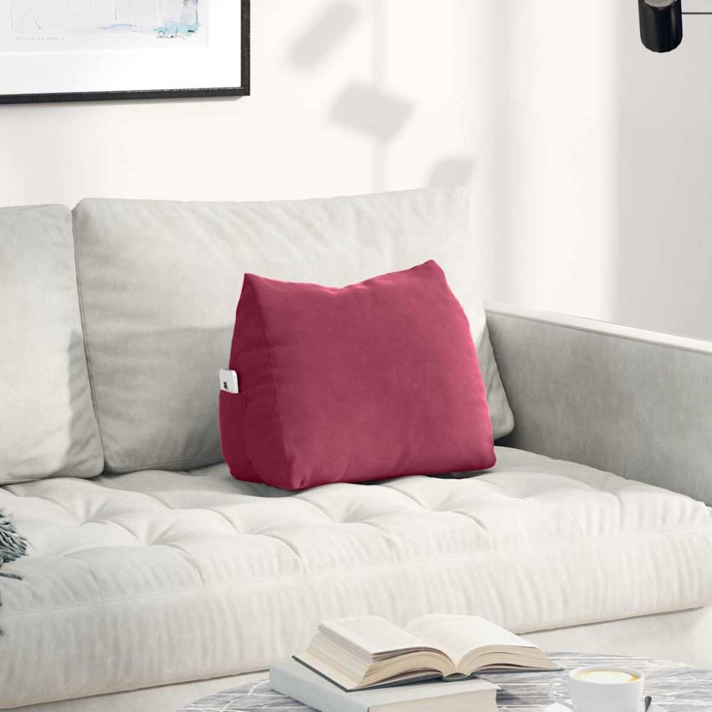 vidaXL Μαξιλάρι Πλάτης Κόκκινο 45 x 20 x 35 εκ. Υφασμάτινο Κορντουρά