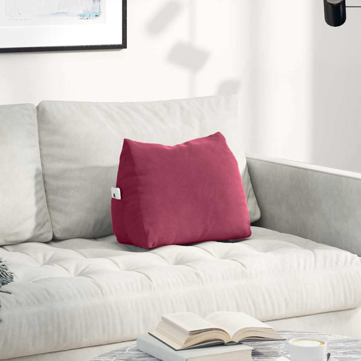 vidaXL Μαξιλάρι Πλάτης Κόκκινο 45 x 20 x 35 εκ. Υφασμάτινο Κορντουρά