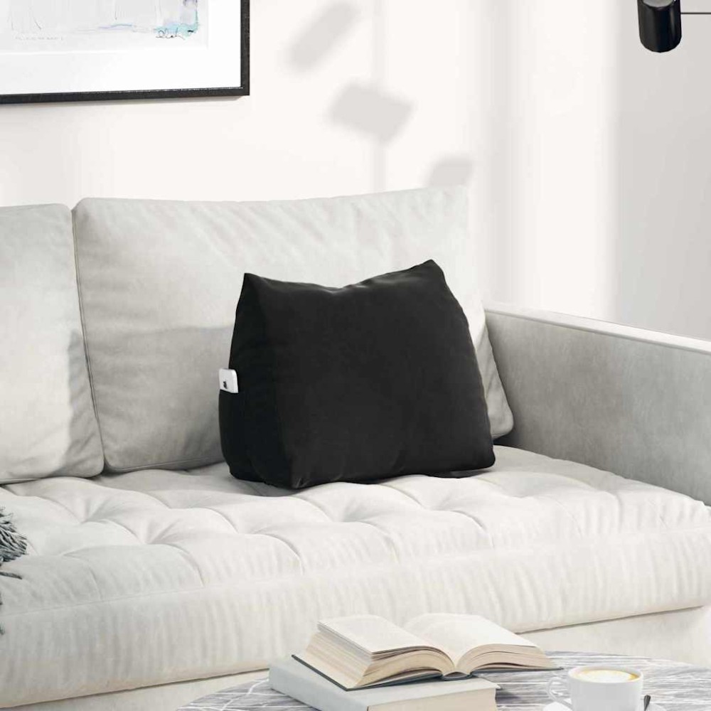 vidaXL Μαξιλάρι Πλάτης Μαύρο 45 x 20 x 35 εκ. Υφασμάτινο Κορντουρά