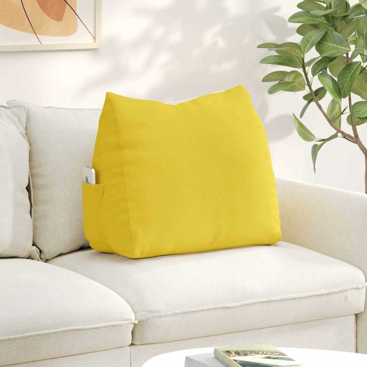 vidaXL Μαξιλάρι Πλάτης Απαλό Κίτρινο 60 x 20 x 50 εκ. ύφασμα