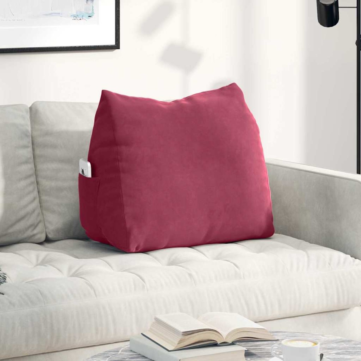 vidaXL Μαξιλάρι Πλάτης Κόκκινο 60 x 20 x 50 εκ. Υφασμάτινο Κορντουρά